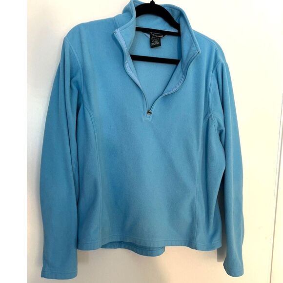 LL Bean Women's Aqua Fleece Pullover 1/4 Zip SZ L-XL - Picture 1 of 5